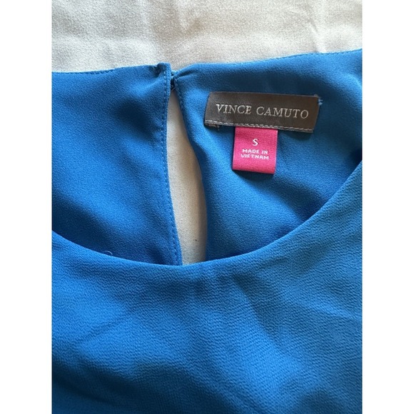 Vince Camuto Asymmetrical-Hem Double-Layer Blouse Peacock Blue NWT Small - Picture 3 of 16